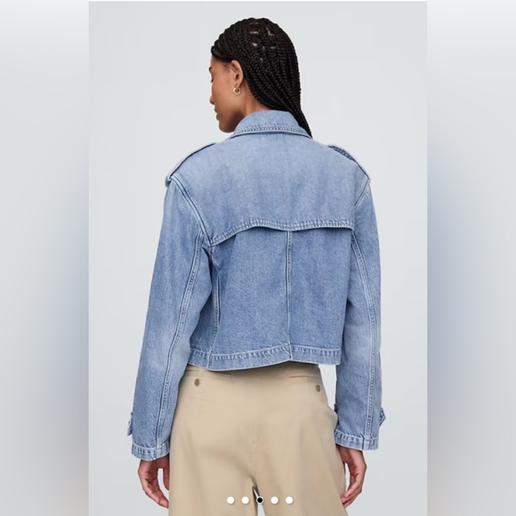GAP NET UltraSoft Denim Crop Trench Jacket XL NWT ☀️🍂🥶🌼 - Picture 2 of 4
